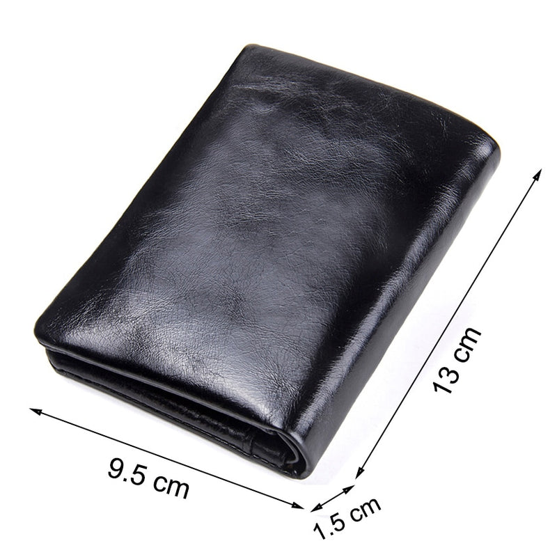 CONTACT&#39;S Genuine Leather Oil Wax Men&#39;s Wallet Black Short Wallets for Men Portomonee Male Card Holder Carteira Masculina Walet