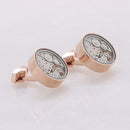 Hot Sale Men Immovable Watch Cufflinks Round Stainless Steel Steampunk Gear Watch Movement Cuff links With Glass Suits Wedding