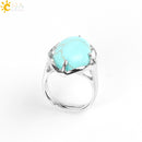 CSJA Neue Frauen Fingerringe Oval Naturstein Cabochon Tigerauge Opal Unakit Rosa Quarz Lapislazuli Chakra Ehering E583