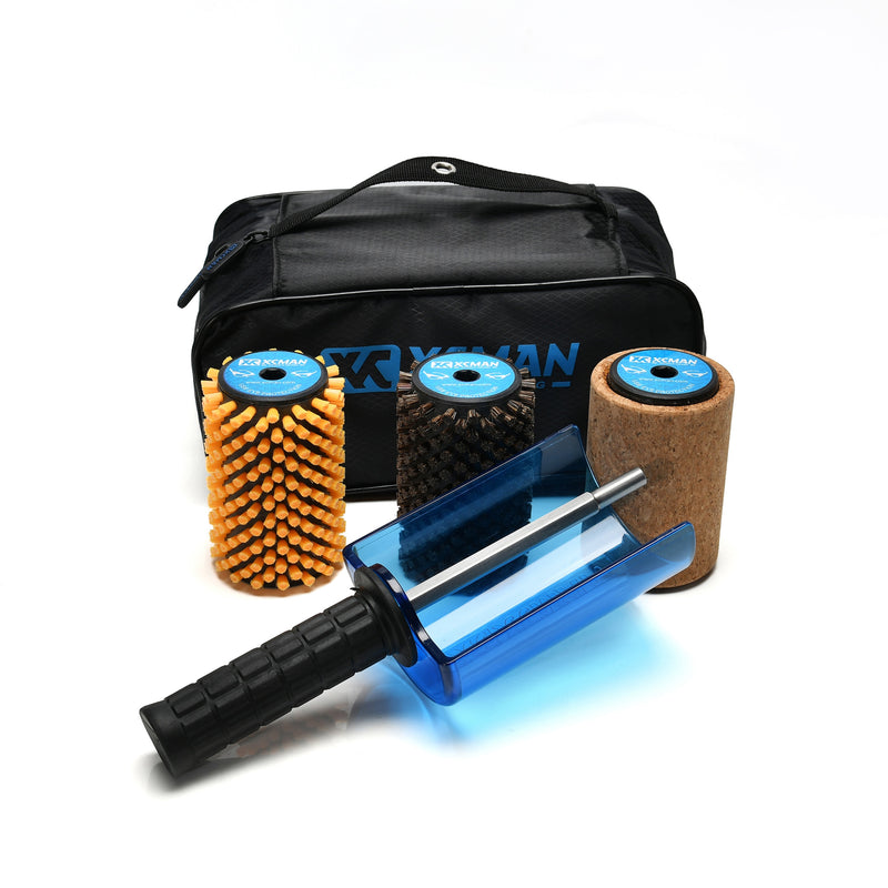 XCMAN Ski Roto Brush Kit Roto Brush Controller Handle  with all 3 Brushes: Nylon, Horsehair, Brass/Cork