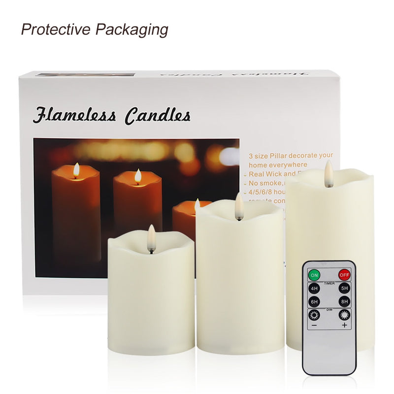 3 unids/set de velas LED sin llama con Control remoto, velas de Año Nuevo, luces de té Led alimentadas por batería, vela de Pascua con embalaje