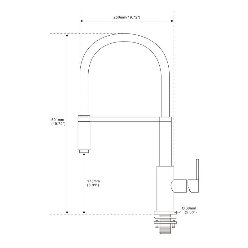 Alba Matt Black Mixer Sink Tap with Spray Head High Arch Single Hole Single Handle Pull Down Sprayer Docking Kitchen Faucet