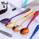Cucharas de té de 8 Uds., cuchara de café de acero inoxidable, minicuchara dorada creativa, juego de vajilla colorida para postre, cuchara para helado para fiesta
