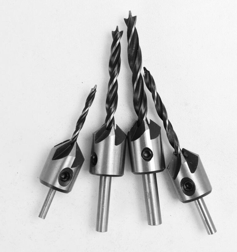 4/7pcs Flute Countersink Drill Bit Set Screw Woodworking Drill Press Set Reamer Screw Wood Tool 3-6mm