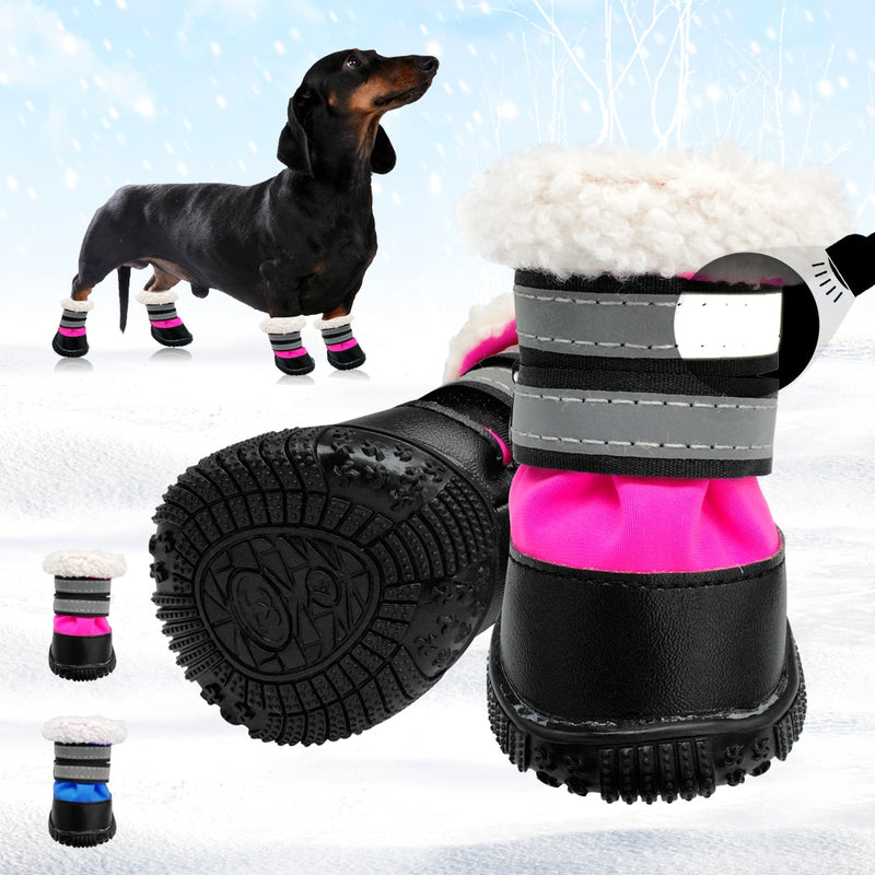 Winter Dog Shoes Waterproof Boots Pet Shoes Socks For Small Medium Dogs Non-slip Dog Shoe Bootie Snow Boots Reflective