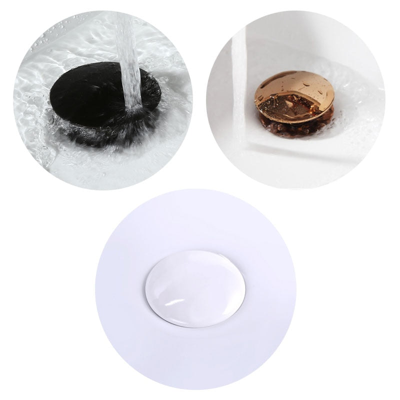 Desagüe emergente de lavabo de baño de latón de calidad con diseño de desbordamiento negro/blanco/cromado/oro de circonio/rosa/tapón de residuos ORB