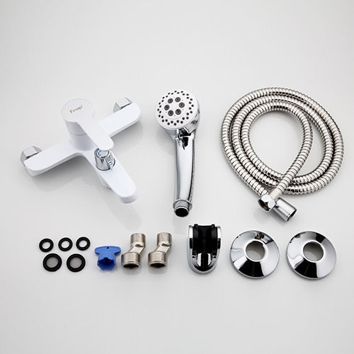 FRAP Bathtub Faucets multi-color bathroom shower brass chrome wall mounted bath shower mixer tap shower head set black white red