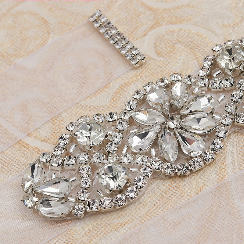 MissRDress, cinturón de boda con diamantes de imitación, cinturones de novia de cristal plateado, faja de perlas para bodas, accesorios para novias JK834