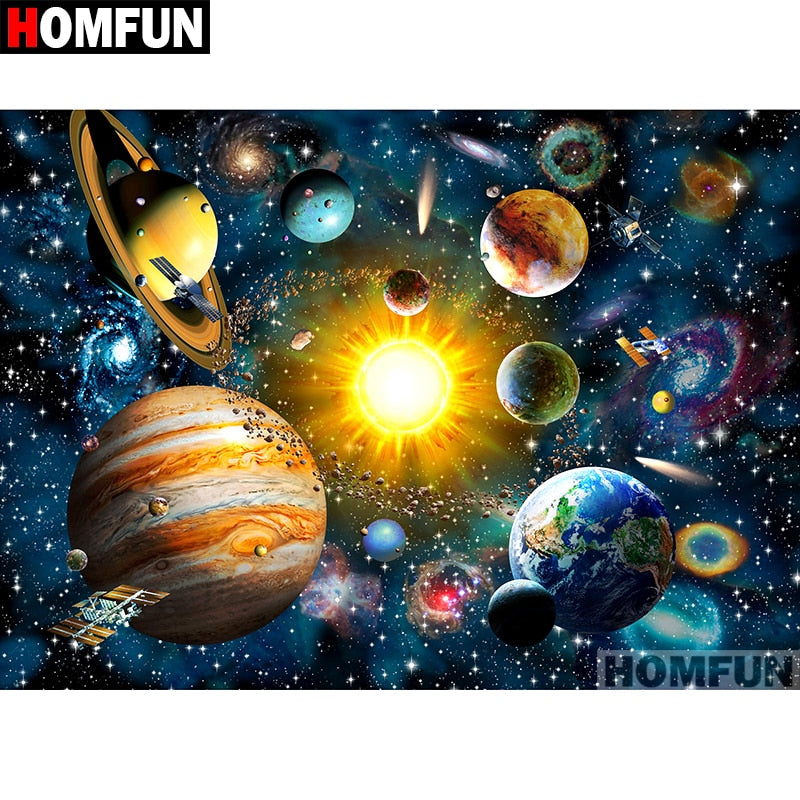 HOMFUN Full Square/Round Drill 5D DIY Diamond Painting &quot;Universe Planet&quot; Embroidery Cross Stitch 5D Home Decor Gift A07016