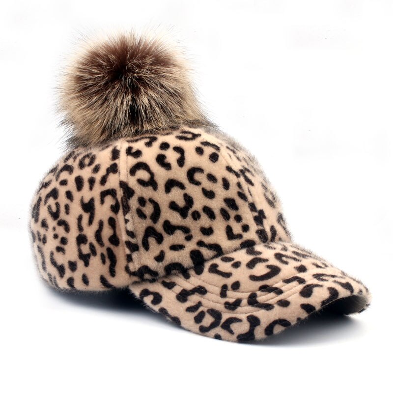 [YARBUU] brand new baseball caps 2018 winter cap for women Faux Fur pompom ball Leopard cap children Casual Snapback hat cap