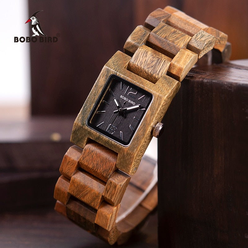 BOBO BIRD Casual Women Quartz Watches Ladies Wood Wristwatch Best Gift For Girlfriend Birthday Present relogio feminino L-S02