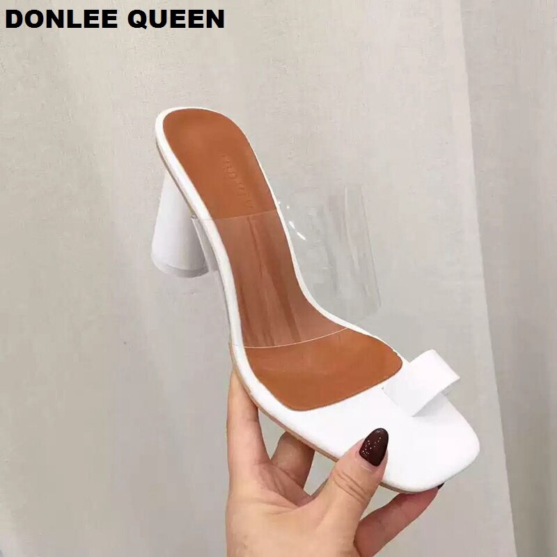 DONLEE QUEEN, zapatillas sexis transparentes de tacón alto, zapatos de verano para Mujer, sandalias para Mujer, sandalias deslizantes 2021, sandalias informales, zapatos para Mujer