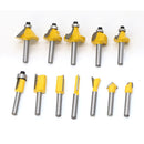 12pcs Milling Cutter Router Bit Set 1/4 Wood Cutter Carbide Shank Mill Woodworking Trimming Engraving Carving Cutting Tools