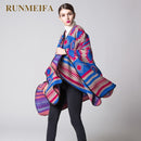 [RUNMEIFA] Women winter Batwing Tassels Cloak Poncho Cape Scarf Shawl PonchoBlanket Pashmina 6 colors 130*150cm
