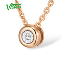 VISTOSO Gold Pendant For Women Pure 14K 585 Rose/white Gold Illusion-Set Miracle Plate Diamond Pendant Round Circle Fine Jewelry