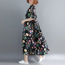 Vestido informal de algodón con estampado Floral de gran tamaño para mujer, vestido playero bohemio con flores de verano para mujer, vestidos largos holgados para mujer 2021