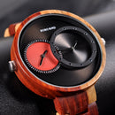 BOBO BIRD Ultra Thin Men Watch Relojes de madera originales 2 Time Zone Display Reloj de pulsera de cuarzo horloges mannen
