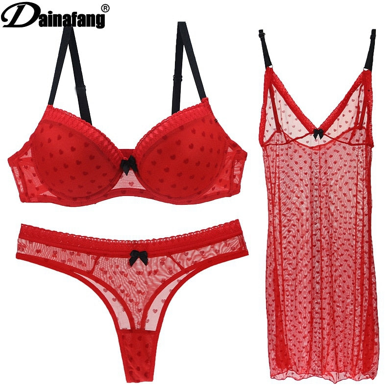 DAINAFANG Marke Dessous 36/80 38/85 40/90 42/95 BC Cup BH und Slip Sexy Kleidung Nachthemd Unterwäsche Sets Höschen für Damen