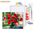 CHENISTORY Frameless Red Flowers DIY Painting By Numbers Hand Painted Oil Painting Acrylic Paint On Canvas For Home Decor 40x50