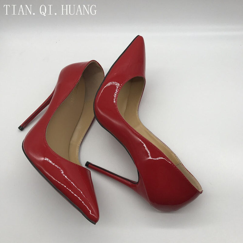 Zapatos de tacón rojo sexis para mujer, zapatos de ante de alta calidad, zapatos de charol para club nocturno de tacón alto