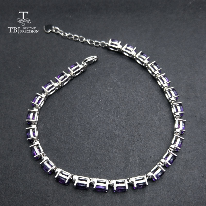 TBJ ,Romantic Shiny Bracelet with natural amethyst in 925 sterling silver gemstone jewelry for women as a birthday wedding gift