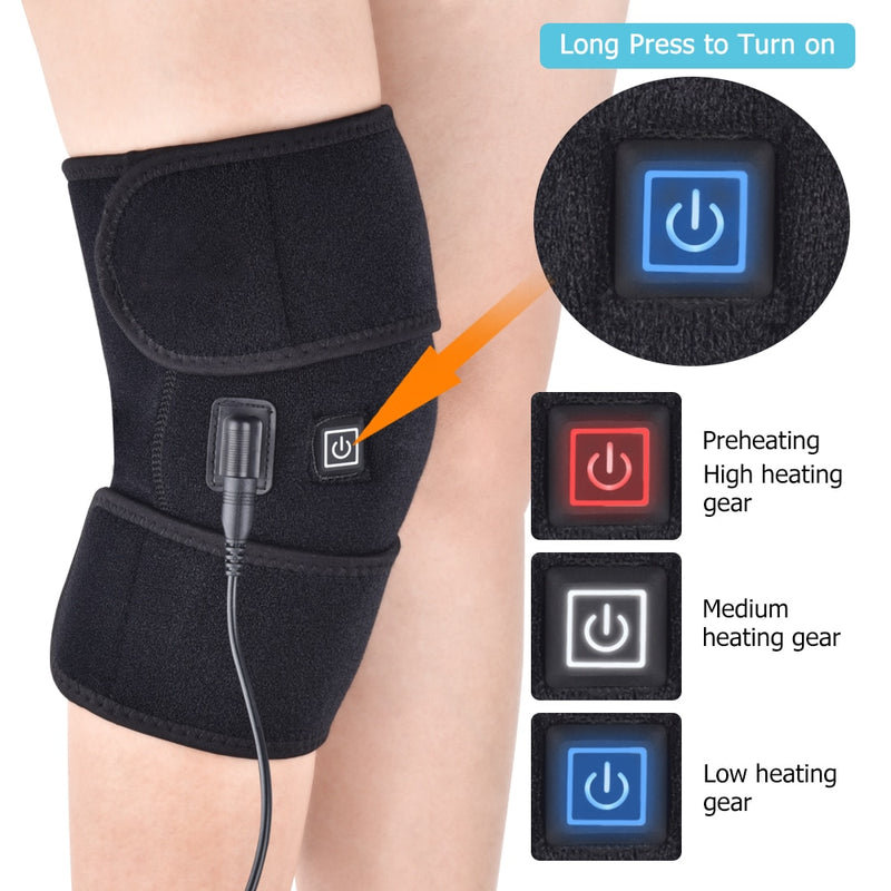 Heizungs-Knie-Massage-Pad Brace Support Thermal Heat Therapy Wrap Hot Compress Massager Krämpfe Arthritis Schmerzlinderung Gesundheit Geschenk