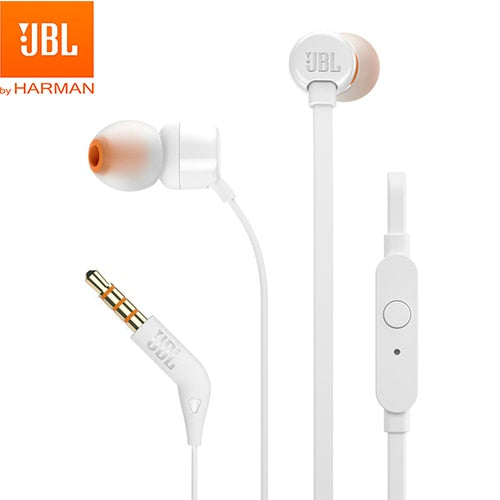 JBL T110 3.5mm Wired Earphones Stereo Music Deep Bass Earbuds TUNE110 Headset Sport Earphone In-line Control Hands-free With Mic