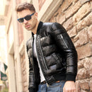 Men Winter Warm Genuine Leather White Duck Down Jackets Flight Coats Large Size Real Leather Sheepskin Bomber Jackets Aviation