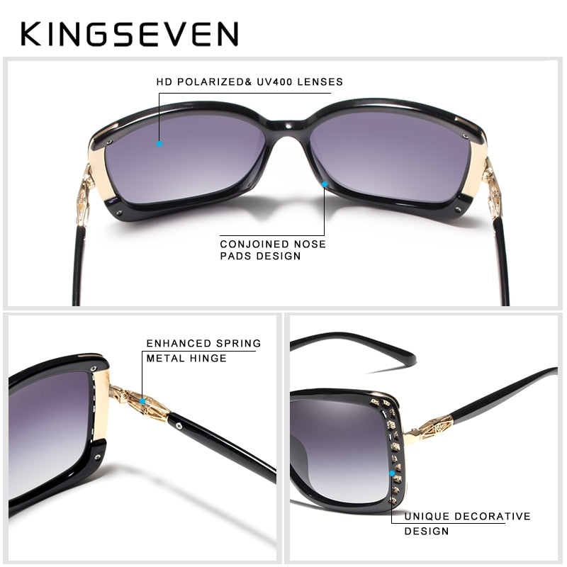 KINGSEVEN 2021, gafas de sol polarizadas de diseñador de marca de moda para mujer, montura de mariposa, lentes degradados de verano, gafas de sol Retro 7215