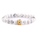 Luxury natural stone beads Couple Lovers bracelet Set CZ King Queen Crown Charm women yoga Bracelets Bangles for men jewelry