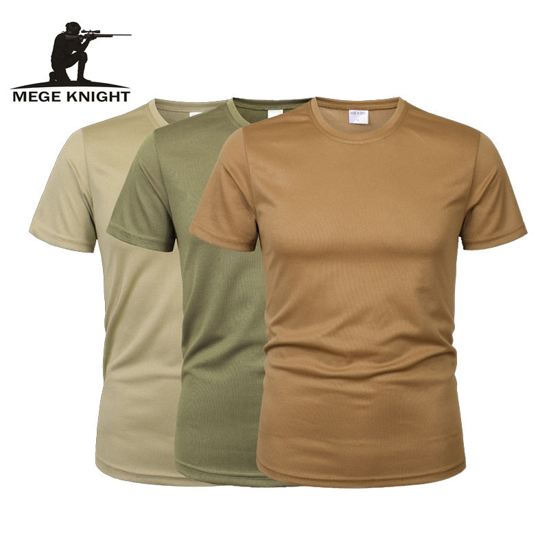 MEGE 3 uds/2 uds hombres camuflaje táctico camiseta ejército militar manga corta cuello redondo secado rápido gimnasio camisetas Casual de gran tamaño 4XL