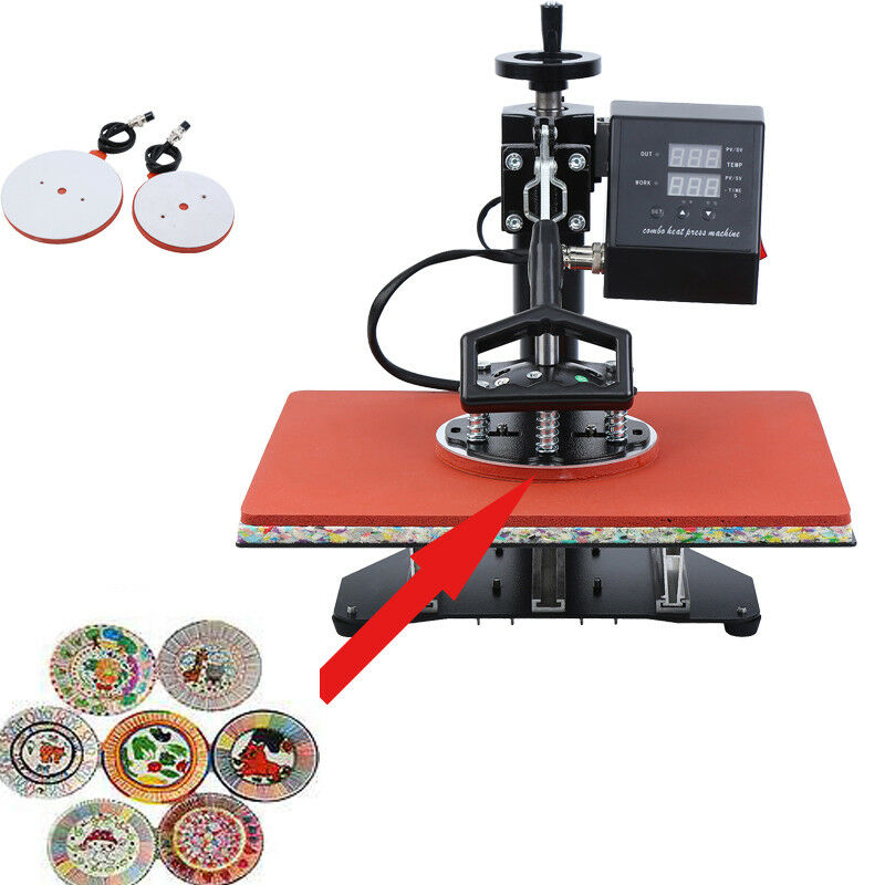 Yonntech 5 in 1 Digital Heat Press Machine Transfer Sublimation Combo DIY Heat Press Swing Away for T-shirt Caps Mugs Plates
