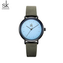 Shengke Simple Watch For Women Brown Retro Leather Relogio Feminino Top Brand Women&