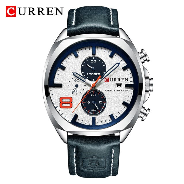 Reloj CURREN Sports Watch Men Chronograph Waterproof Leather Strap Watches Mens Luxury Brand Men&