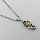 2021 New 2 Ton 316L Edelstahl Buddhsim Buddha Hand Anhänger Halskette Herren Religion Buddha Buddhismus Halskette religiös
