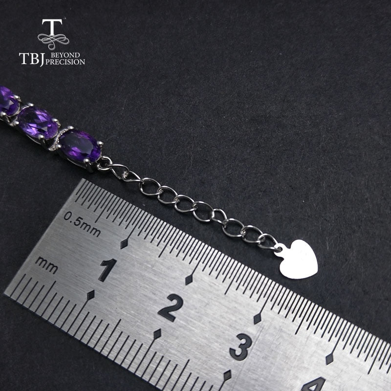 TBJ ,Romantic Shiny Bracelet with natural amethyst in 925 sterling silver gemstone jewelry for women as a birthday wedding gift