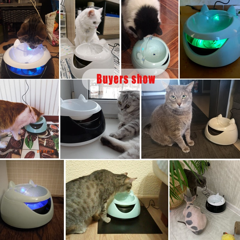 Fuente de agua luminosa automática para mascotas, fuente para gatos, dispensador de agua eléctrico USB para perros, tazones para beber para un gato