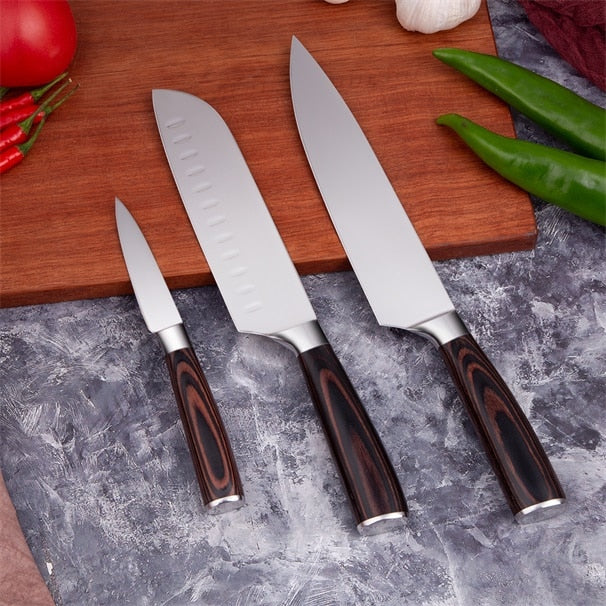 Mokithand Kitchen Knife Set Professional Japanese Chef Knives 7CR17 High Carbon Stainless Steel Meat Santoku Paring Knife