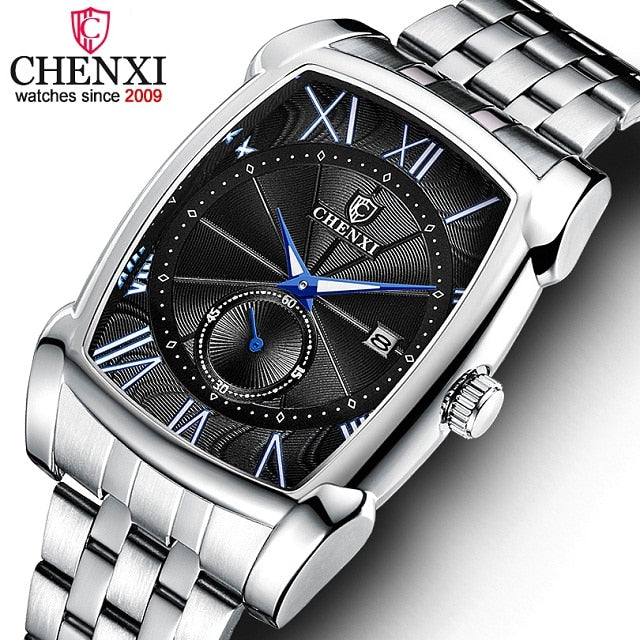 Relojes CHENXI, reloj de pulsera militar de acero inoxidable de cuarzo para hombre, cronógrafo de moda de marca superior para hombre, reloj de negocios resistente al agua para hombre
