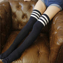 Calcetines hasta el muslo a la moda, medias de algodón de talla grande, calcetines por encima de la rodilla para niña, medias cálidas a rayas para mujer, calcetines largos