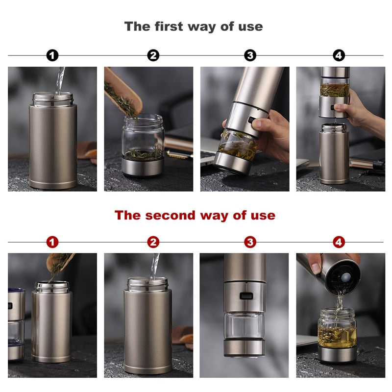 ONEISALL Stainless Steel Thermos Bottle Thermocup Tea Vaccum Flasks Thermal Mug With Tea Insufer For Office Cup 570ml