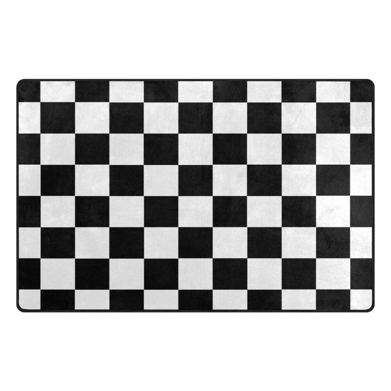 Benutzerdefinierte karierte rutschfeste Teppiche Pad Cover schwarz weiß kariertes Muster Bodenmatte moderner Teppich für Spielzimmer Wohnzimmer