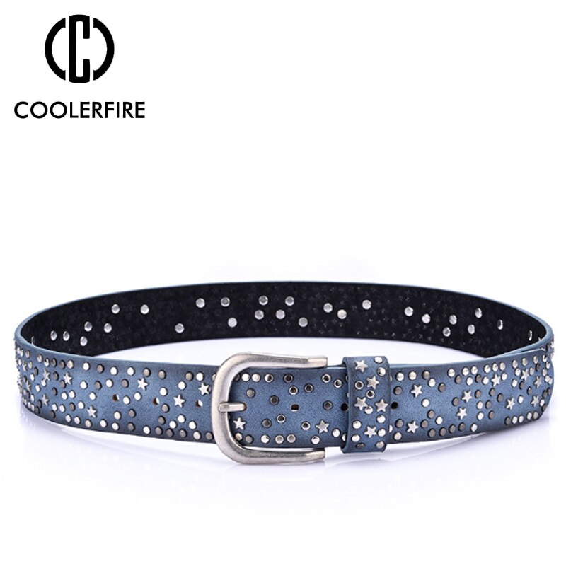 COOLERFIRE Hot New Sale High Quality Luxury Rivet Inlay Ancient Belt For Women Pin Buckle Waist  Women Belt LB021