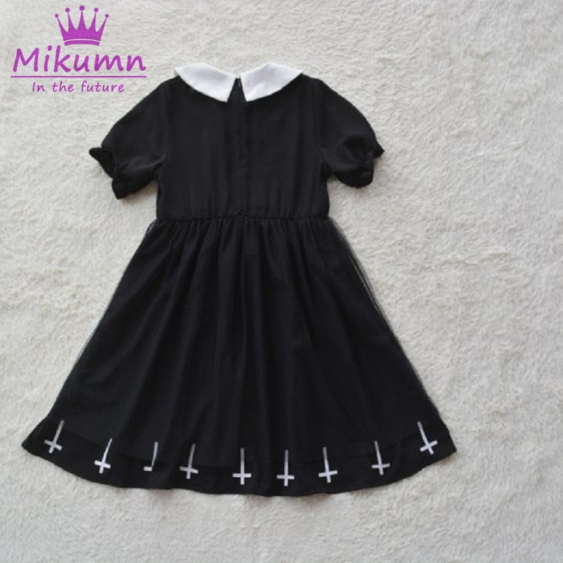 Harajuku Fashion Cross Cosplay Cute Girl Dress Japanese Gothic Style Star Tulle Dress Lolita Kawaii Dresses