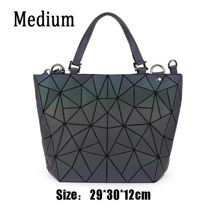 Neue Luminous Messenger Bags Frauen Bao Bag Diamond Tote Geometry Umhängetaschen Nachtleuchtende Laser Plain Folding Bag Handtaschen bolso