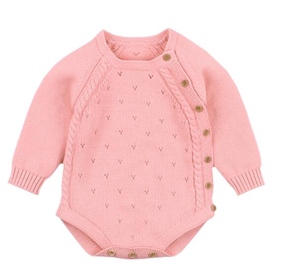 Baby Boy Girl Autumn Winter Clothes Long Sleeve Solid Color Knitted Warm Romper Jumpsuit Newborn Clothes