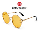 VIVIBEE, gafas de sol redondas Retro con garra de calavera para mujer, Fishion 2022, producto de tendencia, gafas de sol góticas, gafas de sol con marco de Metal dorado