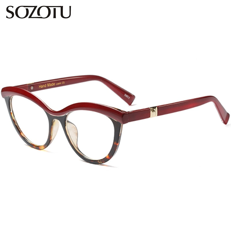 SOZOTU Cat Eye Optical Eyeglasses Frame Women Myopia Computer Glasses Clear Lens Spectacle Frame For Female Oculos Eyewear YQ412