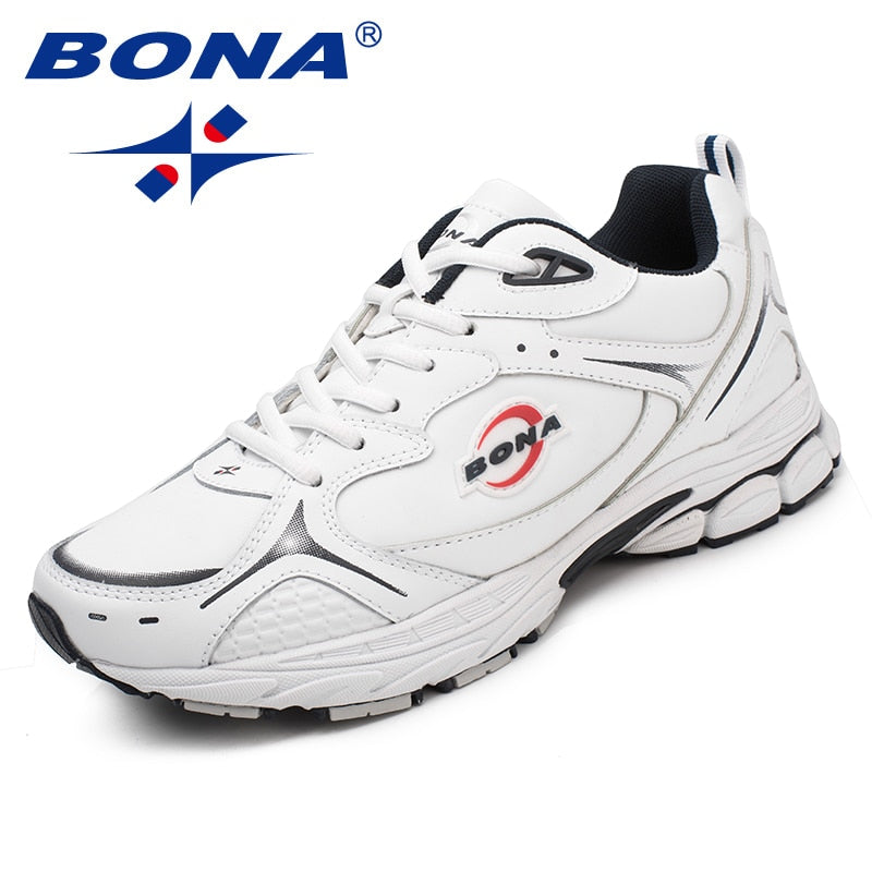 BONA New Classics Style Men Running Shoes Lace Up Men Sport Shoes Leather Men Outdoor Jogging Sneakers Cómodo envío gratis