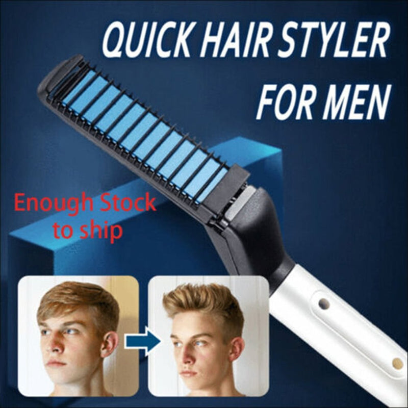 Alisador de barba rápido para hombres, peine Styler, rizador de pelo multifuncional, herramienta de tapa de exhibición, envío directo